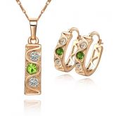 Conjunto Colar e brinco com Strass banhado a Ouro 18K
