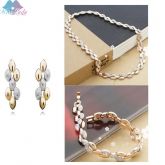 Colar,Brinco e pulseira banhados a Ouro com Strass