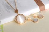 Colar e Brinco de pedra Opala banhado a Ouro 18K