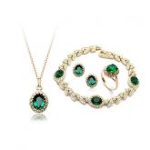 Colar/Brinco/Anel/Pulseira com Cristal Austriaco em Ouro 18k