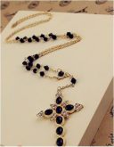 Colar crucifixo Retro banhado a OURO com imitação diamantes