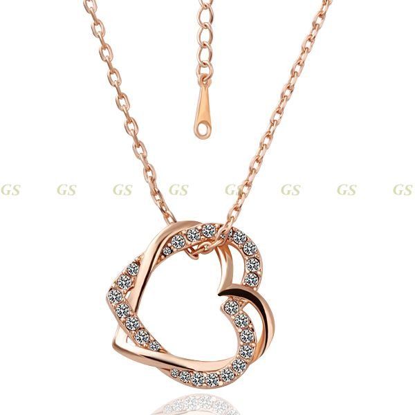 Colar coração c cristais austriacos e banhado a Ouro Rose