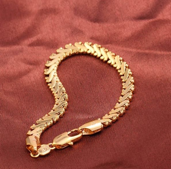 Pulseira masculina banhada em Ouro 18K