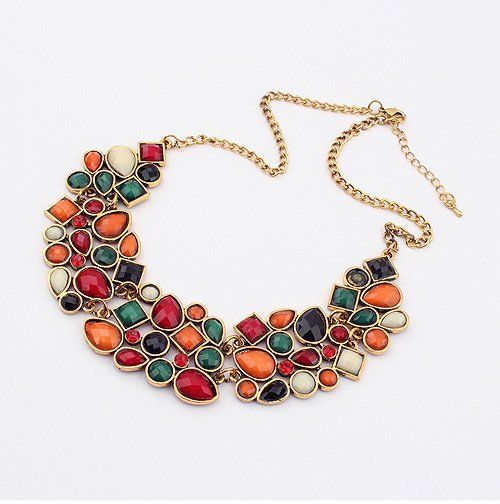 Maxi Colar fashion pedras geometricas