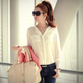 Blusa de chiffon manga longa